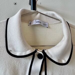 MNG Cream Knit Top with Black Trim